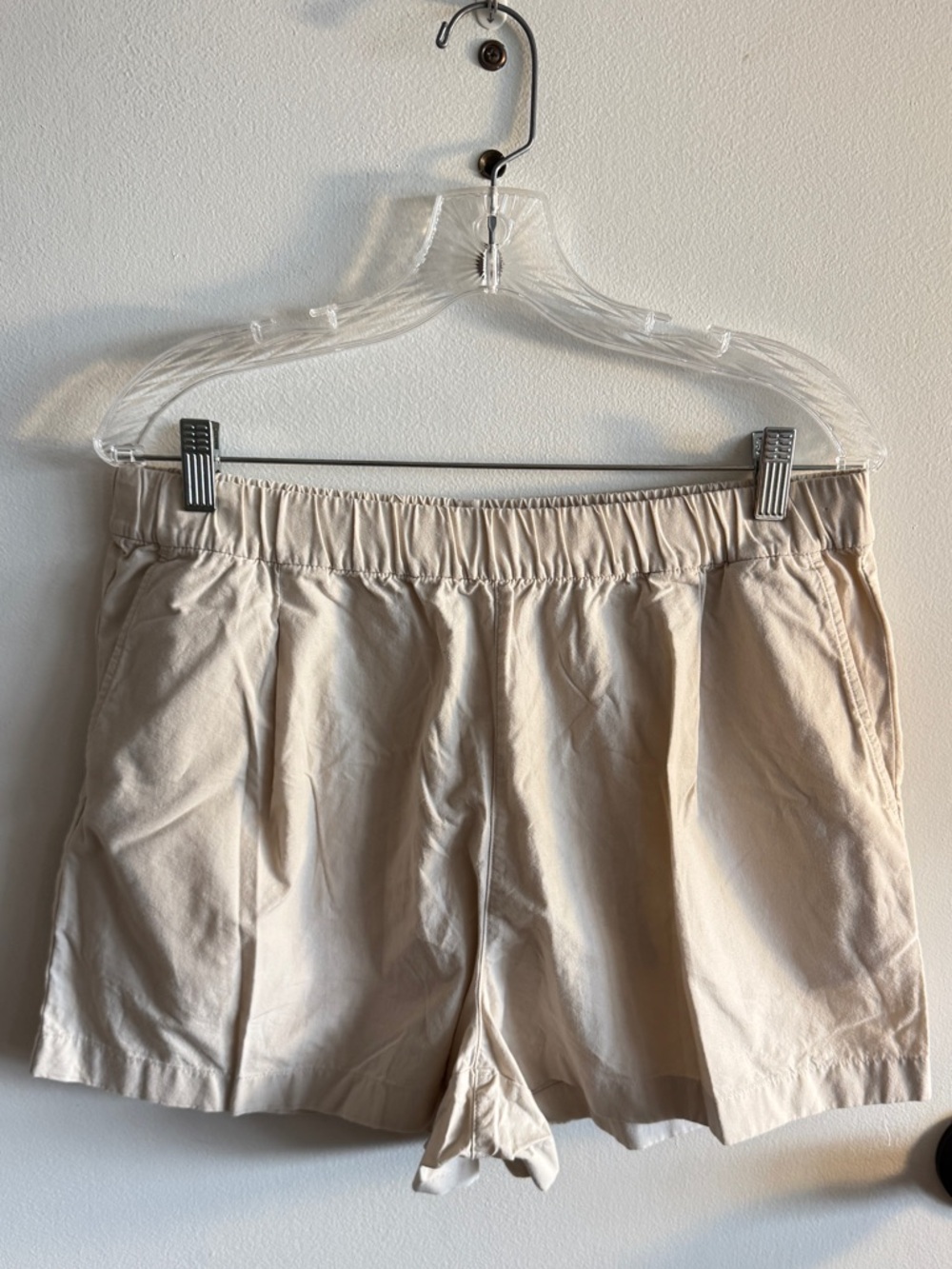 Uniqlo 100% Cotton Women’s Cream Elastic-Waist Drawstring Shorts Size XL